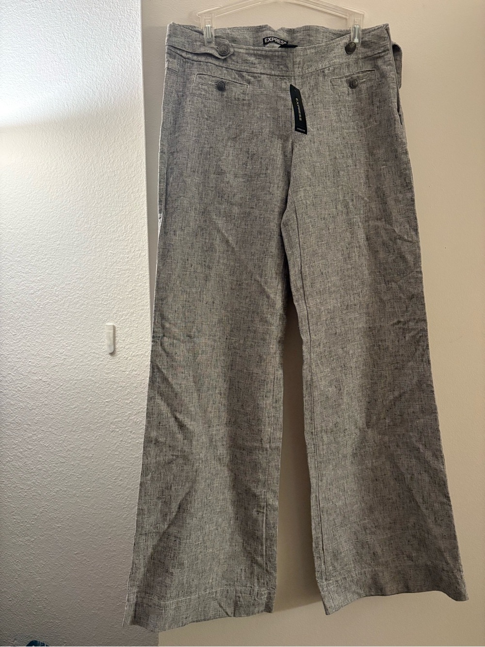 Express Women’s Light Gray Linen-Blend Dress Pants